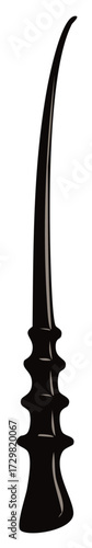 Sleek black abstract design element with curved tip and decorative textured segments