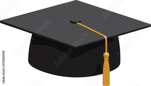 Graduation cap vector illustration with tassel, academic success symbol, education celebration, university achievement design, scholarly milestone,  student honor