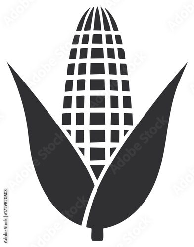 Stylized ear of corn silhouette icon for agriculture and harvest themes