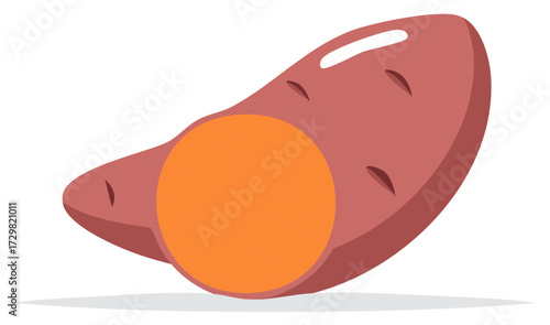 Stylized illustration of a halved sweet potato showing its orange flesh with concentric rings