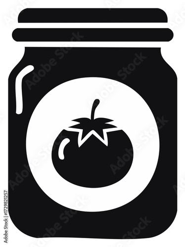 Black and white tomato jar icon representing homemade food preservation and kitchen storage