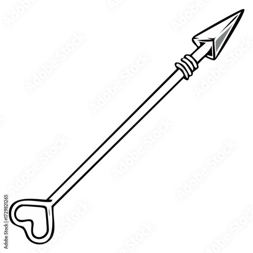 Cupids Arrow with Heart Shaped Fletching and Sharp Point