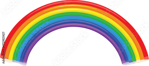 Colorful rainbow vector illustration, bright spectrum arc design, vibrant curved rainbow with seven colors, decorative nature element, abstract symbol of hope