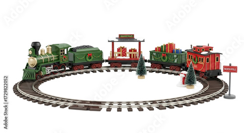Miniature Christmas Train Set on Circular Track