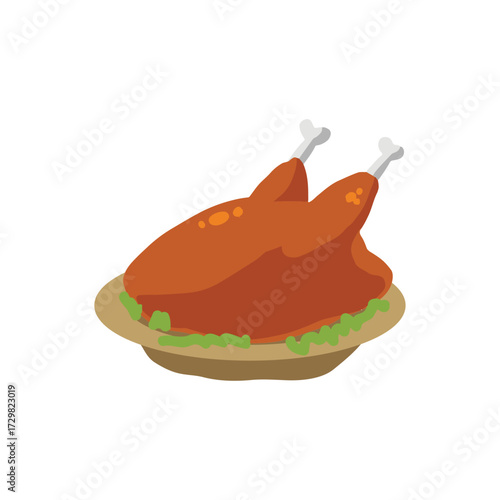 Roasted Turkey Dinner with Garnish on a Platter - Perfect for Thanksgiving and Holidays
