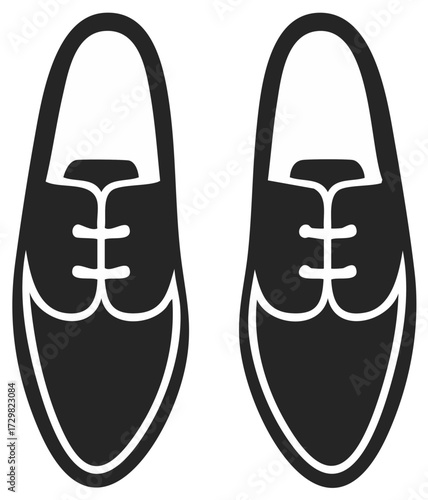 Pair of Classic Lace-Up Dress Shoes Illustration Men's Leather Footwear Formal Icon