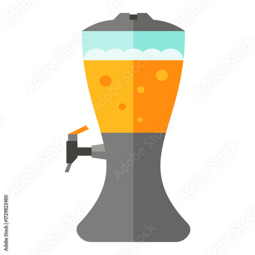 Tall beer dispenser with frothy head and tap, ideal for parties and gatherings