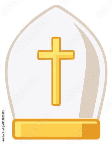 Religious Mitre Hat with Golden Cross Symbolizing Faith and Spirituality