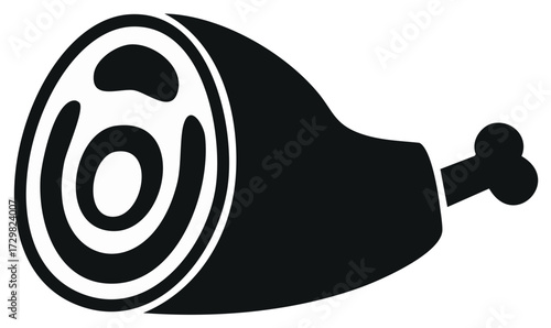 Black and white illustration of a ham hock or pork leg with bone