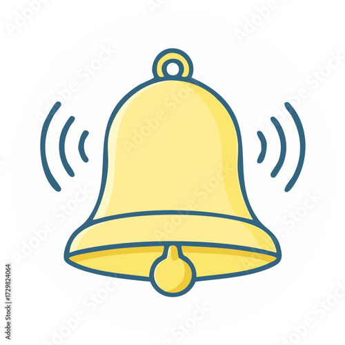 Illustration of a ringing bell with sound waves emanating from it, signaling alert or notification