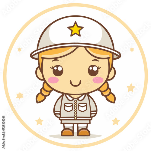 Cute Kawaii Girl in Uniform Vector Illustration