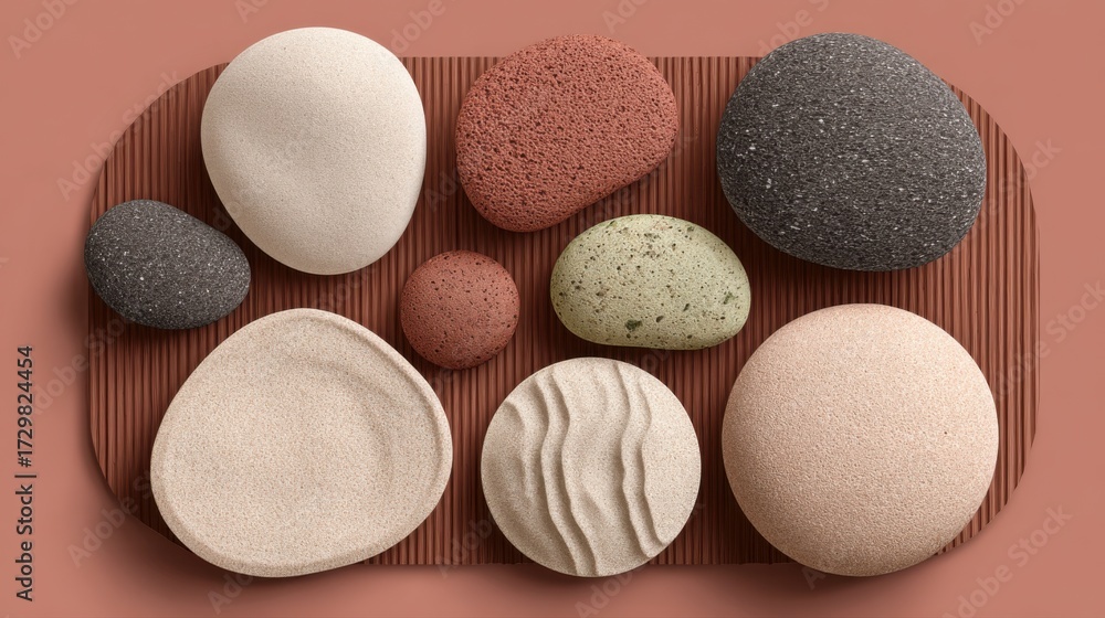 Obraz premium Elegant collection of natural stones and pebbles for home decor garden landscaping artistic arrangements stylish accents contemporary interior design outdoor decor
