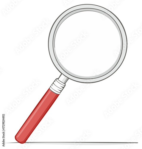 Cartoon Magnifying Glass with Red Handle Object for Search and Investigation