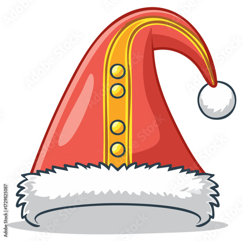 Red and Gold Holiday Hat with Fur Trim