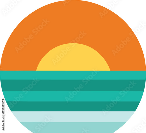 Animal Illustration Featuring Geometric Shapes and Unsettling Moons Behind an Ocean Scene Created with Adobe Illustrator Using CMYK Colors and Helvetica Font