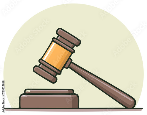 Wooden Gavel and Sound Block Depicting Judgment and Legal Decisions in a Courtroom Setting