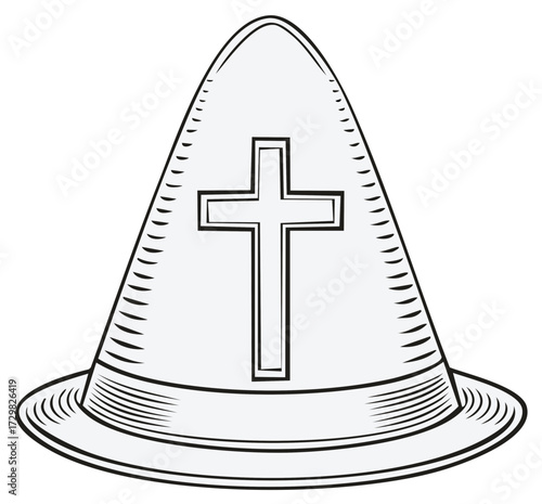 Monk hat with Christian cross illustration