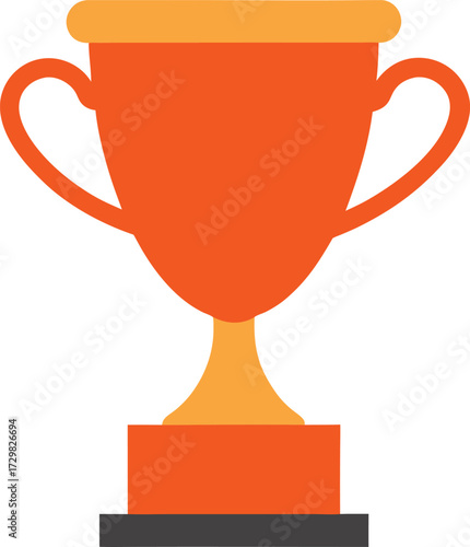 Vector illustration of a trophy cup with two handles designed in a flat style with vibrant CMYK colors suitable for awards and recognition themes