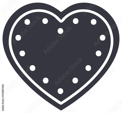 Heart shaped gingerbread cookie with dots illustration, sweet symbol holiday confection vector
