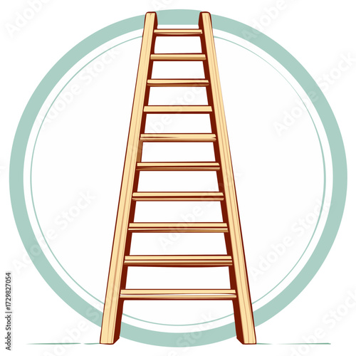 Wooden ladder vector illustration symbolizing career growth, success, and opportunity