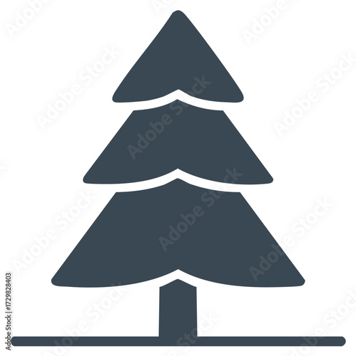 Stylized evergreen conifer tree icon with simple dark shape representing nature and environment