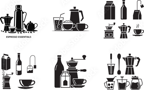 Coffee and Tea Beverage Preparation Icons espresso