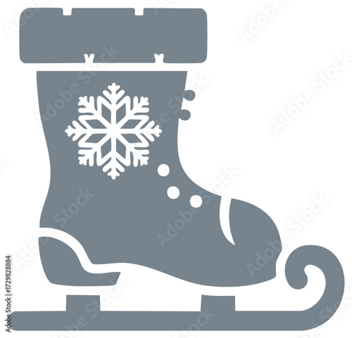 Decorative Figure Skate Illustration Sporting Snowflake Winter Holiday Graphics and Season Elements