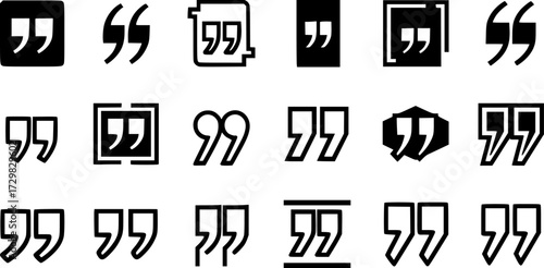 Diverse quotation mark styles collection in bold and linear design