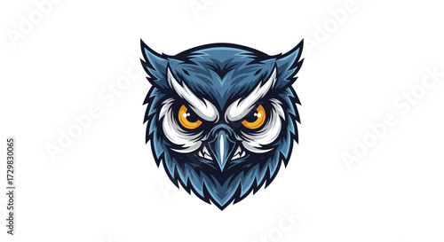 Stylized owl head with intense gaze and intricate feather details creating modern appeal