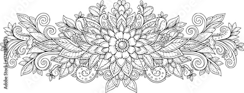 Floral coloring border design for creative projects and artwork decoration