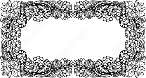 Floral coloring border design for creative projects and artwork decoration