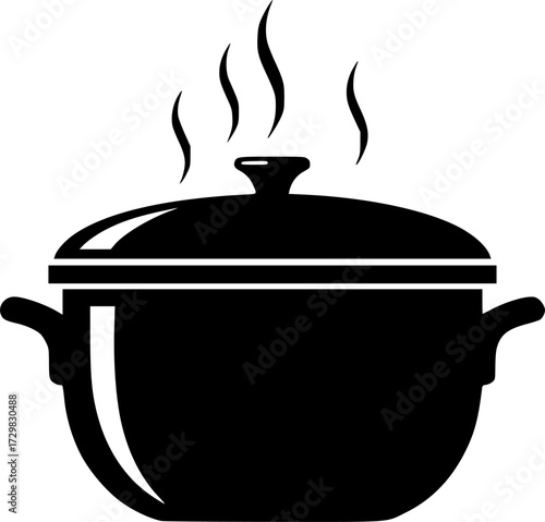 Minimalist soup icons collection with vegetables and cooking pot