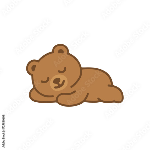 Cute Cartoon Bear Napping Peacefully