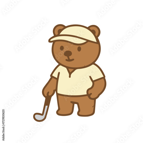 Cute Cartoon Golfing Teddy Bear