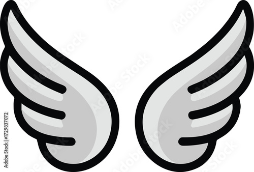 Cartoon Angel Wings Tattoo Clip Art Isolated Vector Illustration
