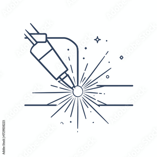 Precision laser cutting and welding process in a modern industrial setting, illustrating advanced manufacturing technology and automated fabrication with vibrant sparks and light effects