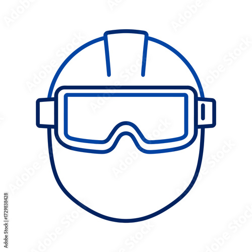 Minimalist vector outline depicting a hard hat and safety glasses, symbolizing crucial personal protective equipment for occupational health and safety