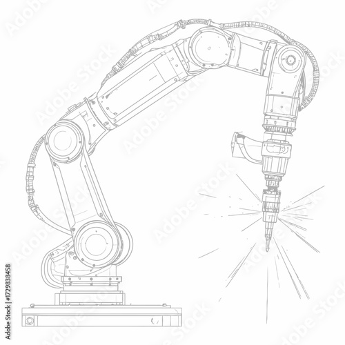 Industrial robotic arm performing a task with precision, highlighting advanced automation in manufacturing and engineering