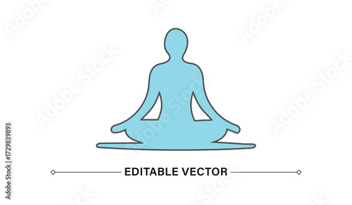 Meditating Human Silhouette in Lotus Position Icon

