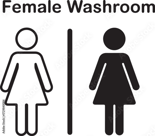 Female Washroom Sign Icon Set Vector Illustration