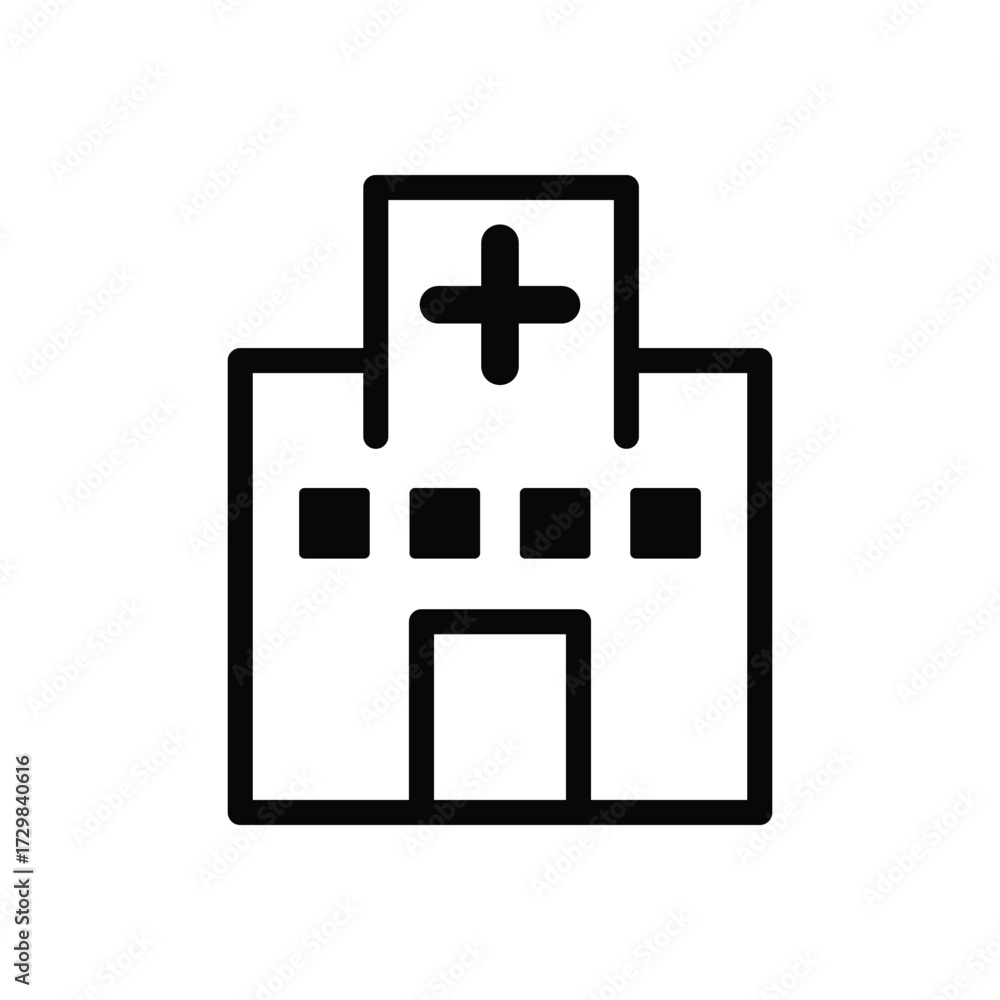 Obraz premium Hospital Building Vector Icon for Medical and Health Services