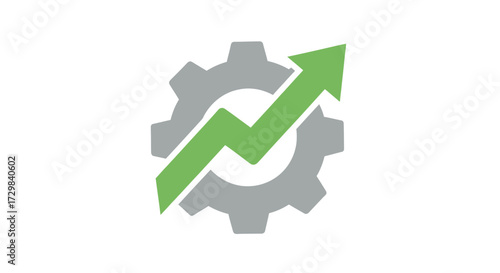 Mechanical advancement: Gear and arrow symbol representing industrial progress and innovation