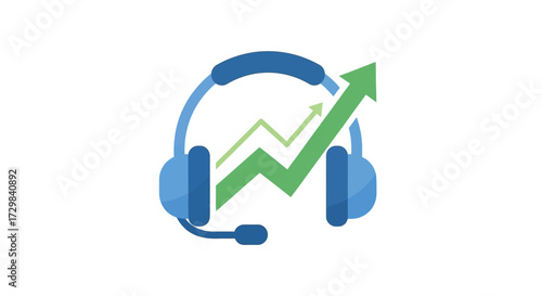 Enhanced customer support driving company growth shown by rising arrow symbol illustration