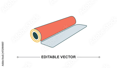 Rolled carpet roll out Illustration for construction, architecture, renovation