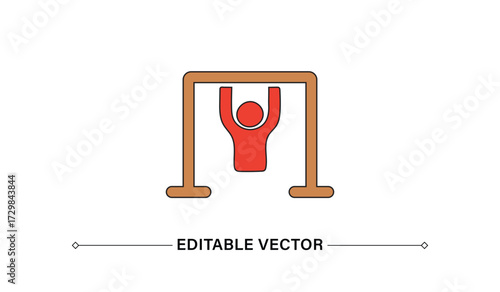 Gymnast Hanging from Bar - Editable Vector Illustration