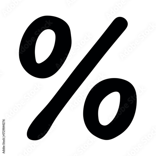 Hand drawn percentage symbol clipart Percent doodle Discount voucher sign Income tax Single element for design