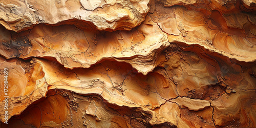 Intricate organic patterns of weathered bark showcasing rich earthen tones and textured layers, creating an abstract natural backdrop with warm, rustic allure