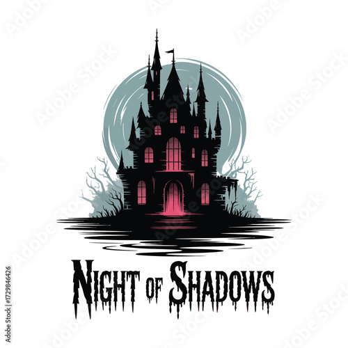 Spooky Silhouette A Haunted Castle on a Moody Night Night of Shadows Conjures a Halloween Mood