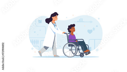 vector of a doctor treating a patient