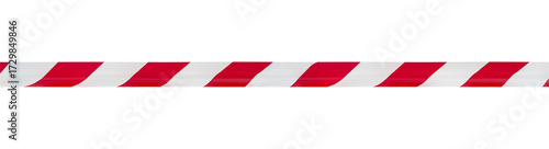 Canvastavla Red and white barrier warning tape isolated on white background